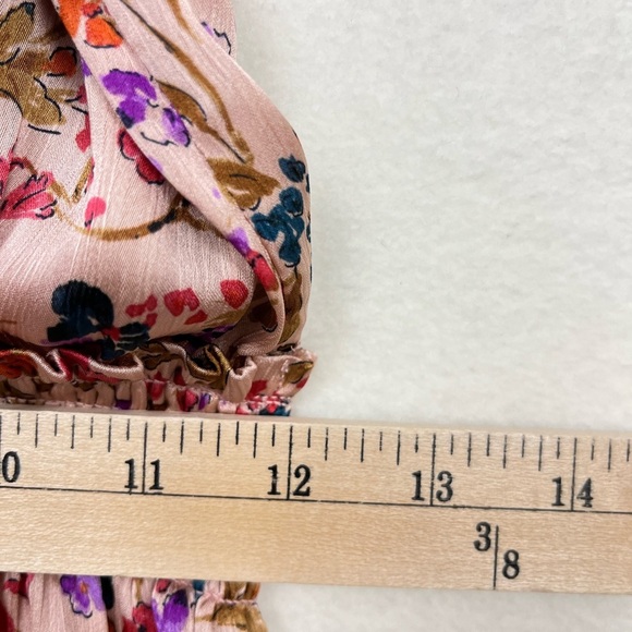 LoveStitch Satin floral‎ smocked waist mini dress with ruffled trim size S - Picture 6 of 9